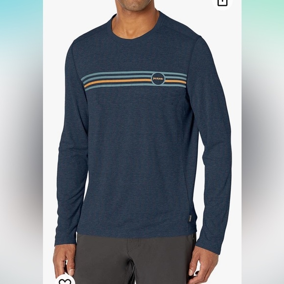prAna Men's Prospect Heights Graphic Long Sleeve in nautical multi-stripe - XL - Picture 1 of 6
